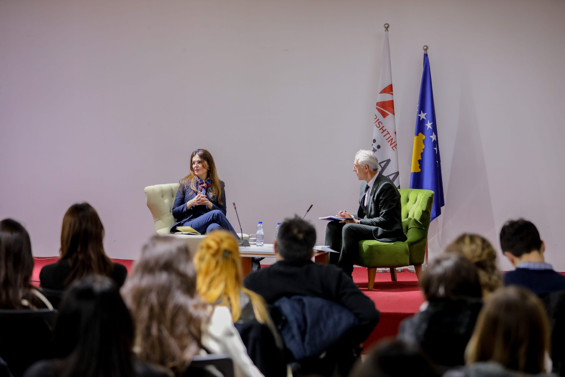 The former ambassador of Kosovo to the USA, Vlora Çitaku, holds a lecture at the AAB College