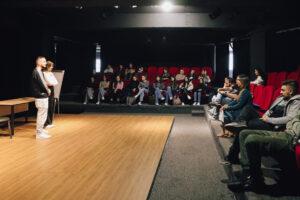 Students of the Faculty of English Language hold practical lectures in the Kamertal Theatre