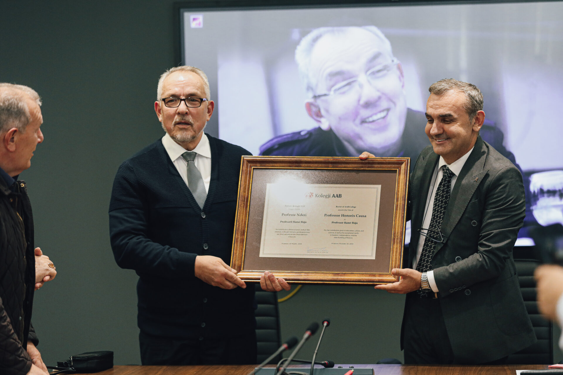 Professor Ramë Buja is honored with the title "Professor Honoris Causa" by the rector of AAB College
