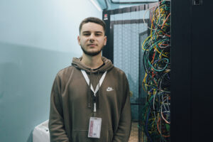 Student Altin Mehmeti begins his internship in the IT Office at AAB College