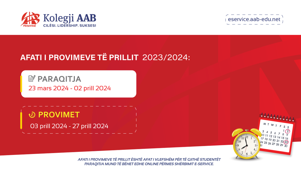 Notice: April exam deadline